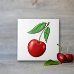 Red Cherry Fruit Ceramic Tile<br><div class="desc">Original graphic painting of a fresh juicy bright red cherry. Coordinates with our retro Red Cherries Designs - Check our our Red Cherries Collection for more items! Goes great with retro, vintage, rockabilly, kitchy, 1940's, 1950's, farmhouse, midcentury modern themes. Artellus Artworks™ features original art and designs which are copyrighted and...</div>
