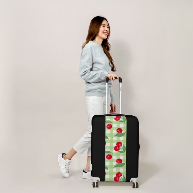 Red Cherry Fruit Green Leaves Pastel Lumberjack Luggage (Scale)