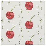 Red cherry fruit kawaii fabric