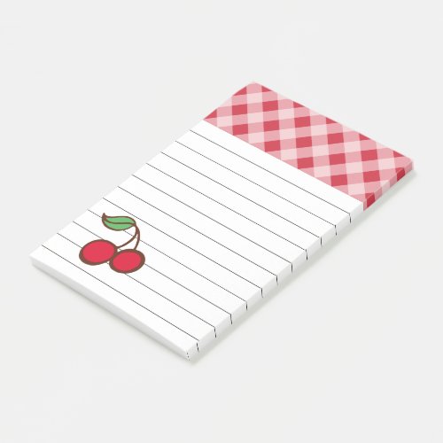 Red Cherry Gingham Post It Notes