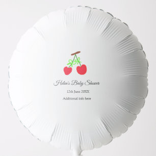 red Cherry green bow add name date baby shower Balloon