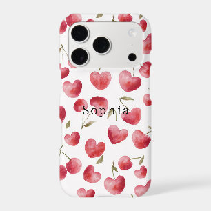 Red Cherry Hearts iPhone 17 Pro Case