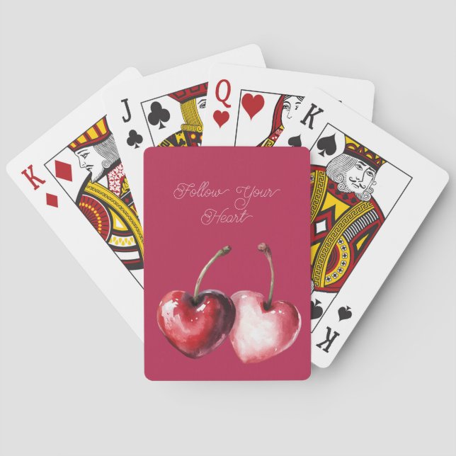 Red Cherry Hearts Poker Cards (Back)