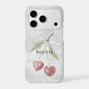 Red Cherry Hearts Sparkle iPhone 17 Pro Case