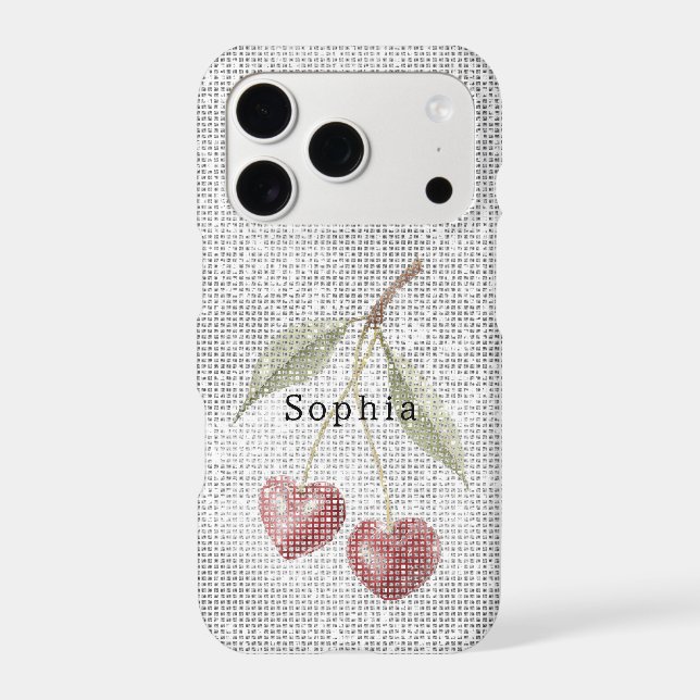 Red Cherry Hearts Sparkle Iphone Case (Back)