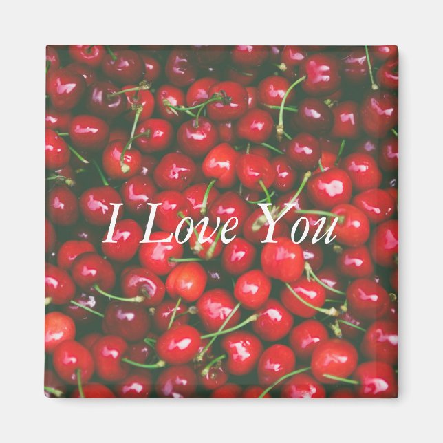 Red Cherry - I Love You (customizable text) Magnet (Front)