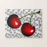Red Cherry Jigsaw Puzzle Sweet Cherries Gift<br><div class="desc">Red Sweet Cherries Puzzles - MIGNED Design Choose Your Size ! - Customizable - or Add Your Text / Name</div>