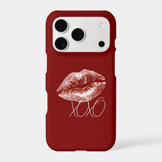 Red Cherry Lips Kiss XOXO iPhone Case (Back)