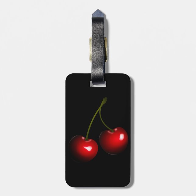 Red Cherry Luggage Tag Personalized (Back Vertical)