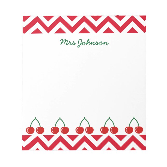 Red cherry notepad for teacher | Personalized name (Front)