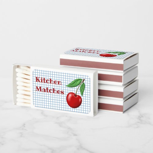Red Cherry on Blue Checked Pattern Matchboxes