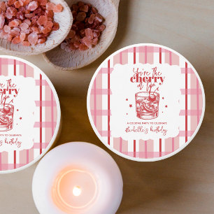 Red Cherry on Top Pink Cocktail Birthday Party Mini Candle Favors