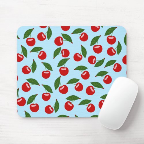 Red Cherry Pattern Mouse Pad