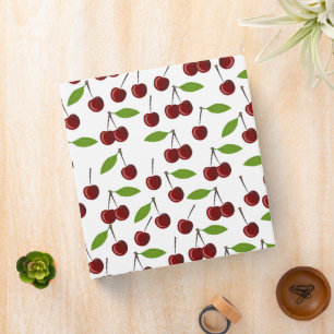 Red Cherry, Pattern Of Cherries, Leaves, Fruit 3 Ring Binder