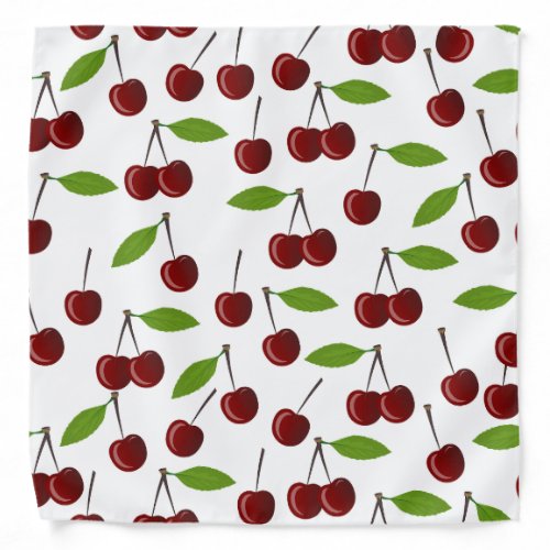 Red Cherry Pattern Of Cherries Leaves Fruit Bandana