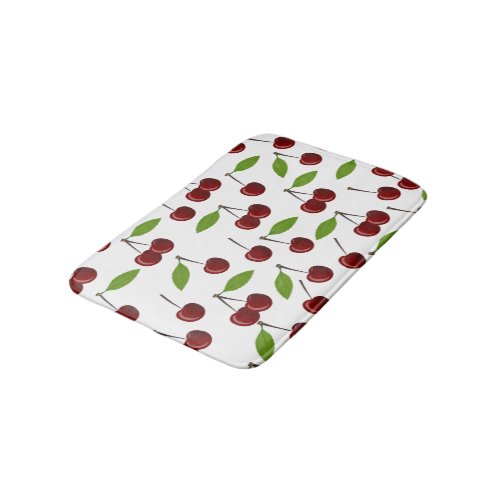 Red Cherry Pattern Of Cherries Leaves Fruit Bath Mat