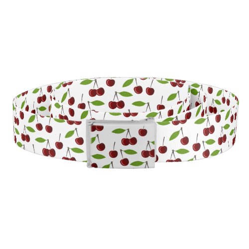 Red Cherry Pattern Of Cherries Leaves Fruit Belt