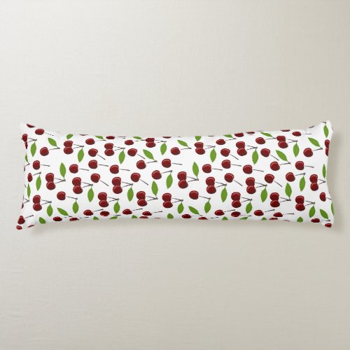 Red Cherry Pattern Of Cherries Leaves Fruit Body Pillow