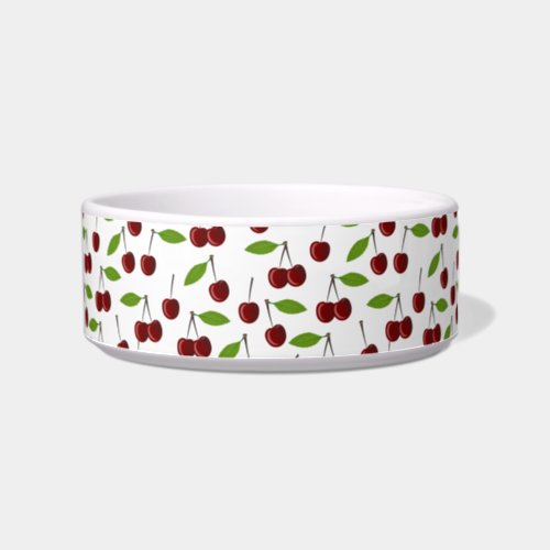 Red Cherry Pattern Of Cherries Leaves Fruit Bowl