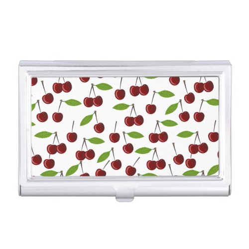 Red Cherry Pattern Of Cherries Leaves Fruit Business Card Case