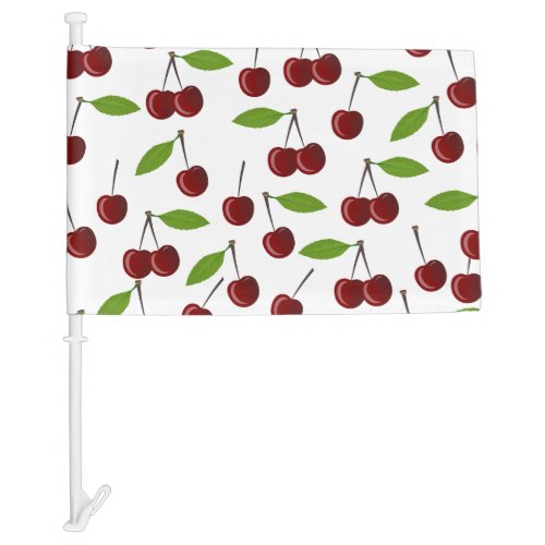 Red Cherry Pattern Of Cherries Leaves Fruit Car Flag