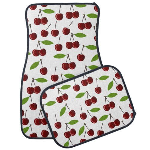 Red Cherry Pattern Of Cherries Leaves Fruit Car Floor Mat