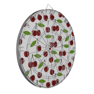 Red Cherry, Pattern Of Cherries, Leaves, Fruit Dart Board