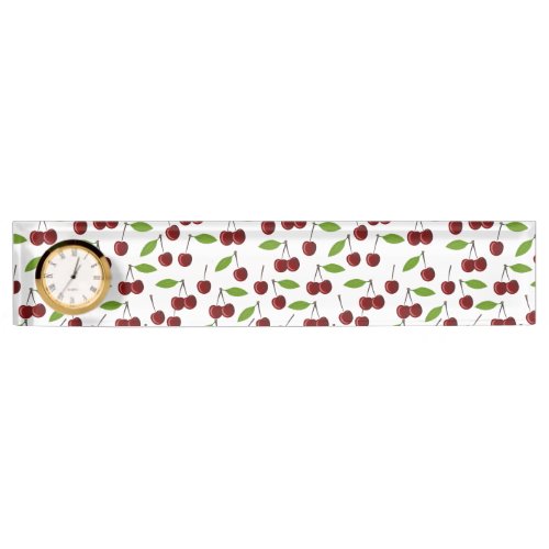 Red Cherry Pattern Of Cherries Leaves Fruit Desk Name Plate