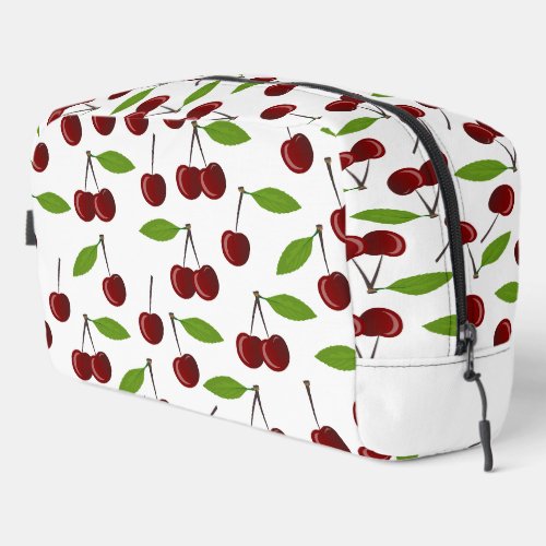 Red Cherry Pattern Of Cherries Leaves Fruit Dopp Kit