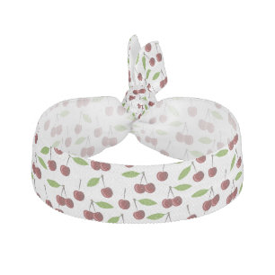 Red Cherry, Pattern Of Cherries, Leaves, Fruit Elastic Hair Tie