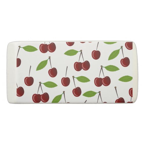 Red Cherry Pattern Of Cherries Leaves Fruit Eraser