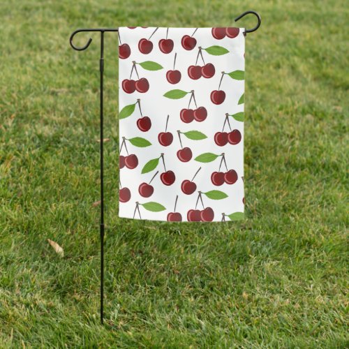 Red Cherry Pattern Of Cherries Leaves Fruit Garden Flag