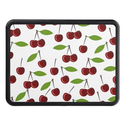 Red Cherry Pattern Of Cherries Leaves Fruit Hitch Cover