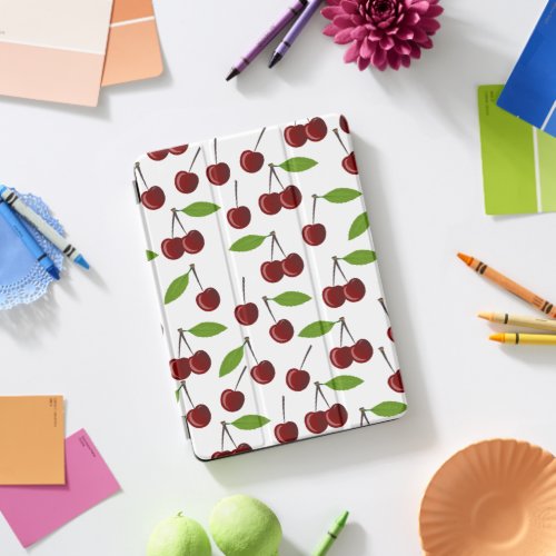 Red Cherry Pattern Of Cherries Leaves Fruit iPad Pro Cover