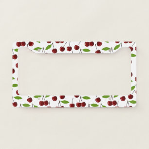 Red Cherry, Pattern Of Cherries, Leaves, Fruit License Plate Frame