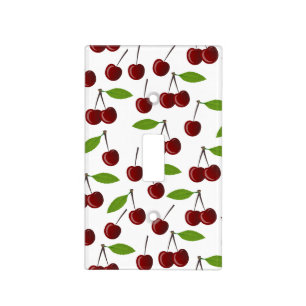 Red Cherry, Pattern Of Cherries, Leaves, Fruit Light Switch Cover