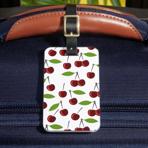 Red Cherry Pattern Of Cherries Leaves Fruit Luggage Tag