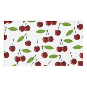 Red Cherry, Pattern Of Cherries, Leaves, Fruit Name Tag