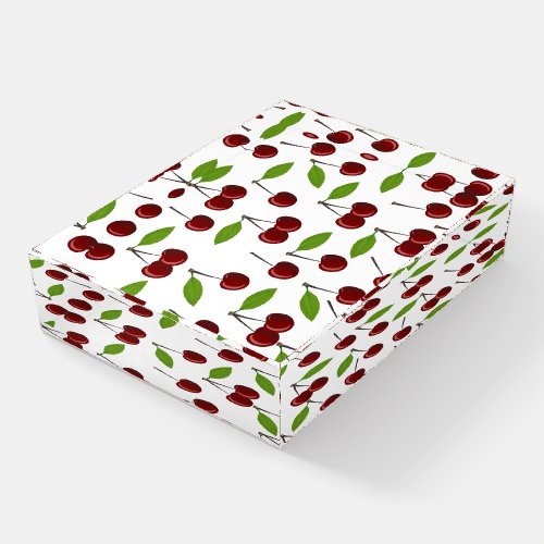 Red Cherry Pattern Of Cherries Leaves Fruit Paperweight