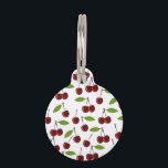 Red Cherry, Pattern Of Cherries, Leaves, Fruit Pet ID Tag<br><div class="desc">Elegant, stylish and sophisticated pattern with red cherries and leaves. Modern and trendy gift, perfect for the fruit lover in your life.</div>