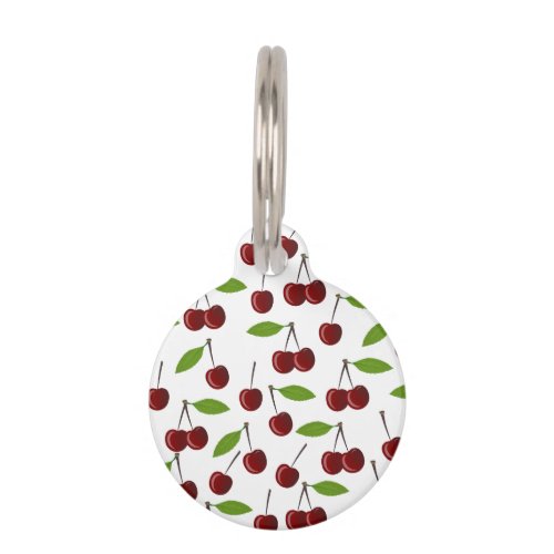 Red Cherry Pattern Of Cherries Leaves Fruit Pet ID Tag