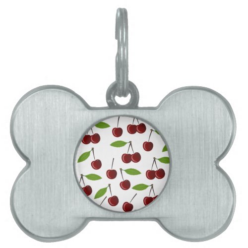 Red Cherry Pattern Of Cherries Leaves Fruit Pet ID Tag