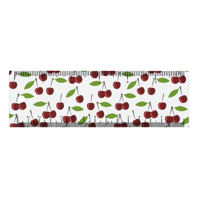 Red Cherry, Pattern Of Cherries, Leaves, Fruit Ruler (Front)