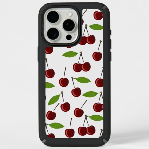 Red Cherry Pattern Of Cherries Leaves Fruit iPhone 15 Pro Max Case