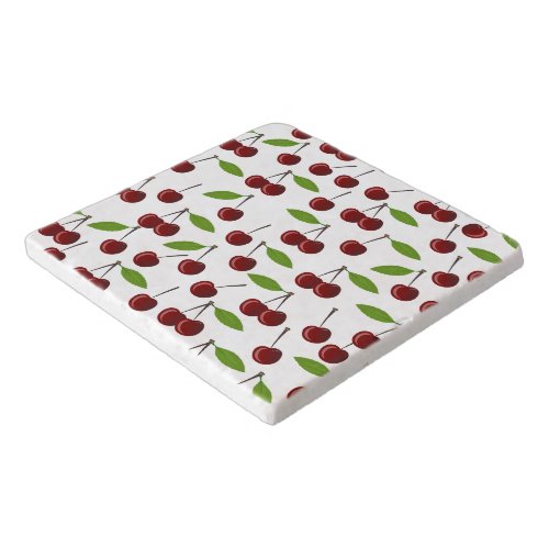 Red Cherry Pattern Of Cherries Leaves Fruit Trivet