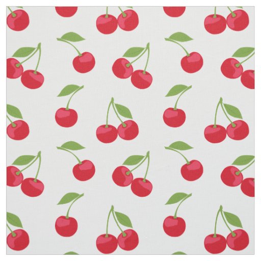 Red Cherry Pattern On White Fabric