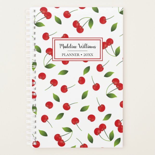 Red Cherry Pattern | Personalized Planner (Front)