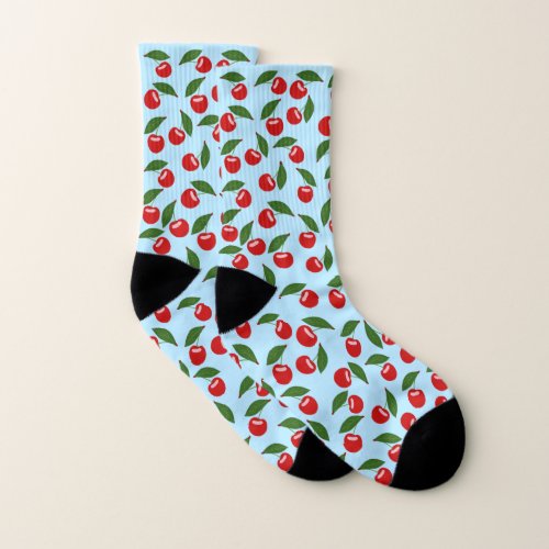 Red Cherry Pattern Socks