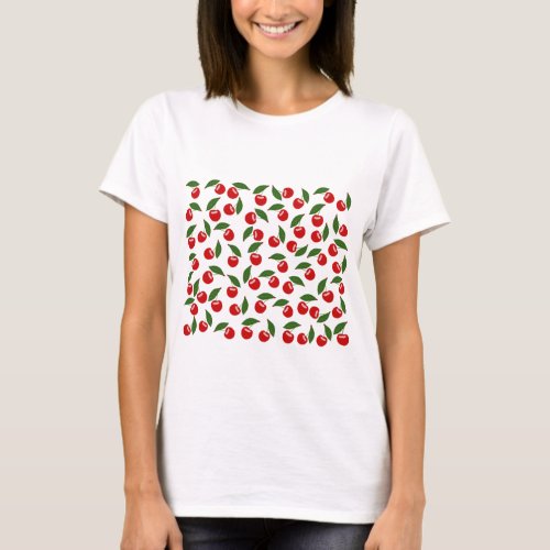 Red Cherry Pattern T_Shirt
