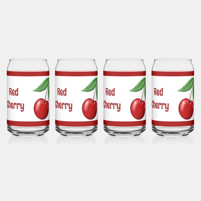 Red Cherry Personalized Can Glass (Left)